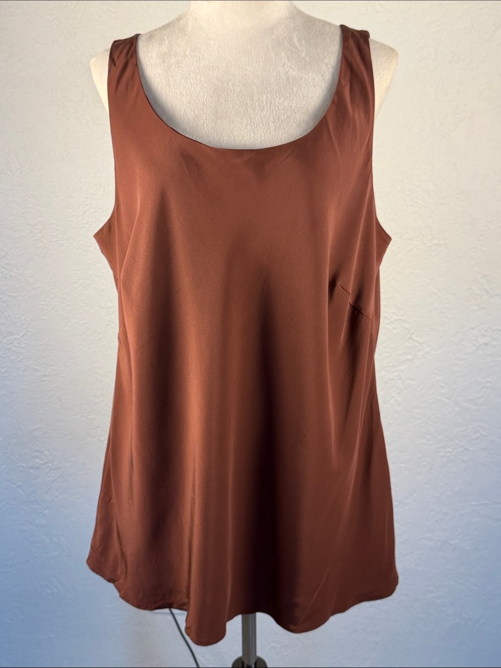 Lafayette 148 New York Rust Brown Scoop Neck Silk Tank size 18